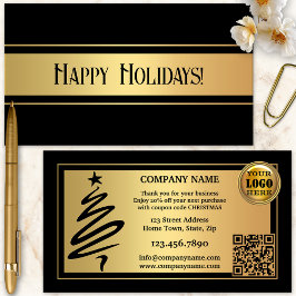 Tarjeta De Visita Feriados de Navidades negros de oro Gracias