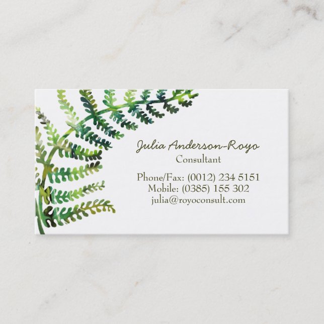 Tarjeta De Visita Fern Business Card (Anverso)