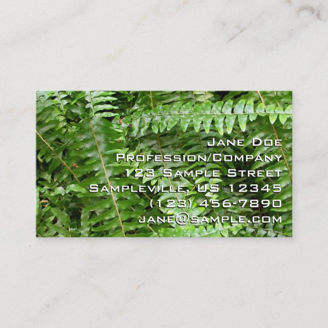 Tarjeta De Visita Fern Fronds I Green Nature (Anverso)