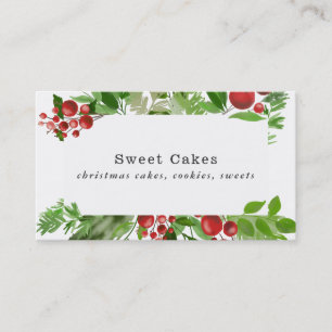 Tarjeta De Visita Festible Red Berry Holly deja panadería para Navi