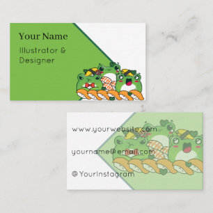 Tarjeta De Visita Festín de Sushi de Rana Kawaii