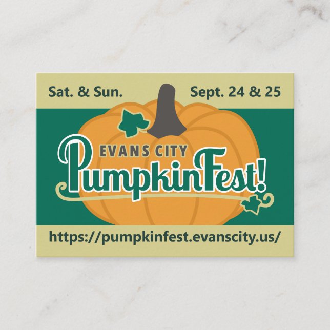 Tarjeta De Visita Festival de Calabaza de la Ciudad de Evans 2022 (Anverso)