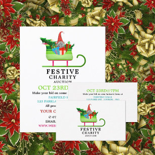 Tarjeta De Visita Festividad de Elf Sleigh, evento de subasta de car