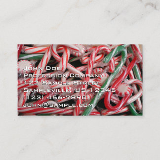 Tarjeta De Visita Festividades de Navidades de caña y menta