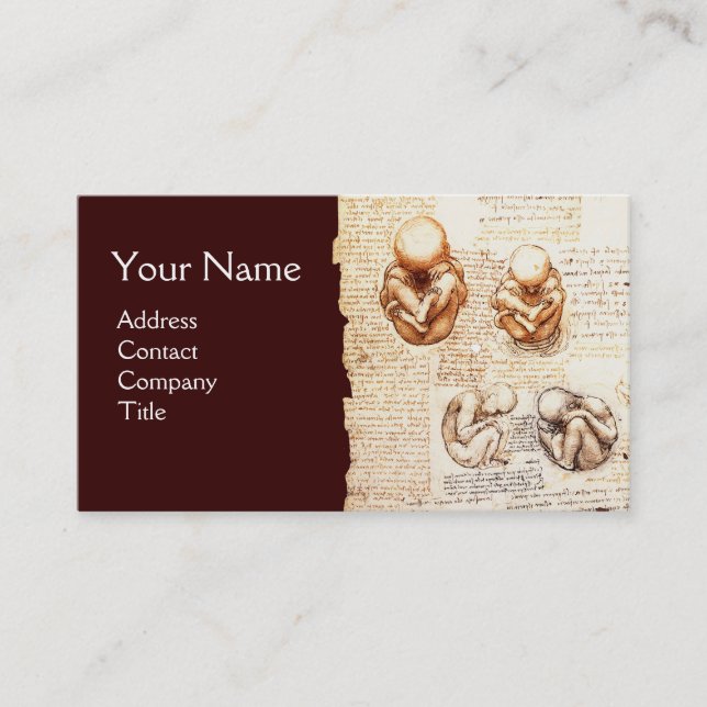 Tarjeta De Visita Feto en el útero, Obstetricia, Ginecología, Medici (Anverso)