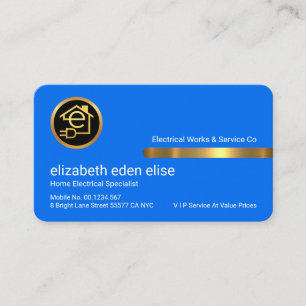 Tarjeta De Visita Ficha dorada elegante en capas azules impresionant
