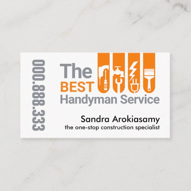 Tarjeta De Visita Ficha Herramientas creativas Servicios de Handyman (Anverso)