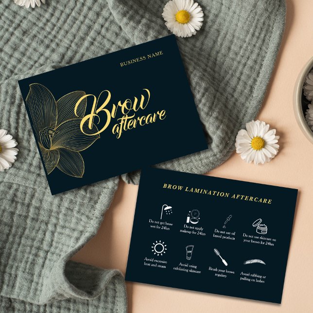 Tarjeta De Visita Fiebre tras cuidado Esteticista Detalles de Oro (
Brow After Care Esthetician Golden Details Business Card)