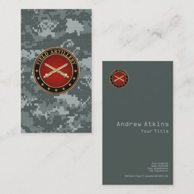 Tarjeta De Visita Field Artillery Branch Insignia Special Edition (Anverso / Reverso)
