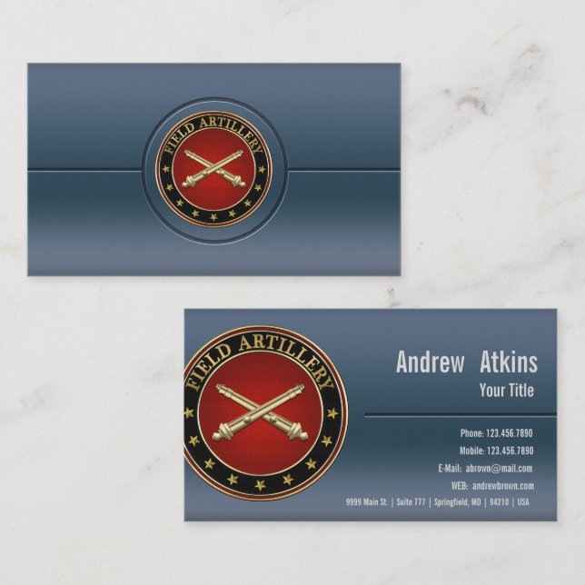 Tarjeta De Visita Field Artillery Branch Insignia Special Edition (Anverso / Reverso)