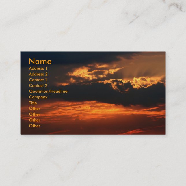 Tarjeta De Visita Fiery Sunset Business Card (Anverso)