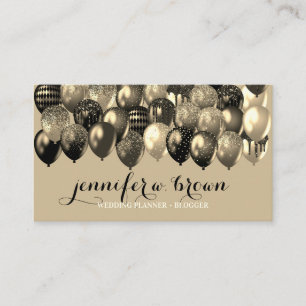 Tarjeta De Visita Fiesta Beige Organizador de Eventos Globos Elegant