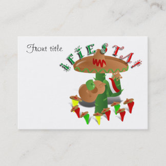 Tarjeta De Visita Fiesta Cactus con guitarra y pimientos bailarines