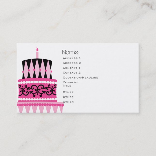 Tarjeta De Visita Fiesta Cake (Anverso)