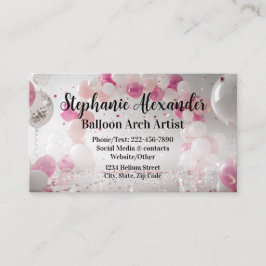 Tarjeta De Visita Fiesta de artista de arte de globos rosa festivo
