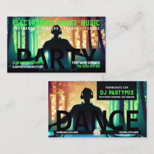 Tarjeta De Visita Fiesta de baile DJ en el bosque