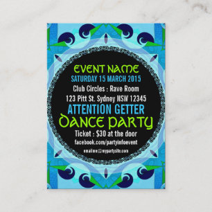 Tarjeta De Visita Fiesta de eventos de deco azul Mini volantes