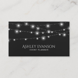 Tarjeta De Visita Fiesta de eventos de luces de cadena Planner Elega