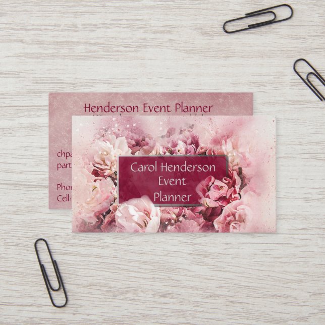 Tarjeta De Visita Fiesta de eventos florales femeninos y elegantes (Anverso/Reverso In Situ)
