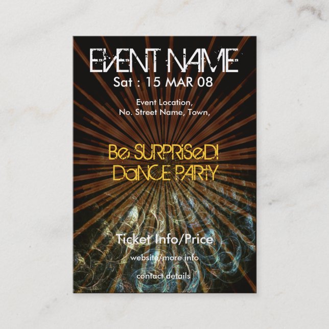 Tarjeta De Visita FIESTA DE EVENTOS miniFLYER #001 (Anverso)