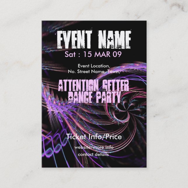 Tarjeta De Visita FIESTA DE EVENTOS miniFLYER #007 (Anverso)