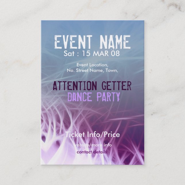 Tarjeta De Visita FIESTA DE EVENTOS miniFLYER #08 (Anverso)