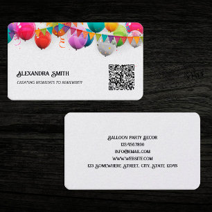 Tarjeta De Visita Fiesta de globo Personalizado Decor QR