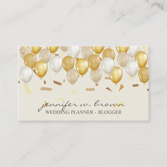Tarjeta De Visita Fiesta de globo Planner Confetti amarillo (Anverso)