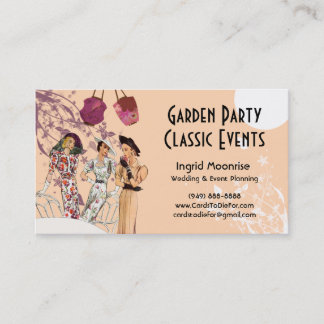 Tarjeta De Visita Fiesta de jardín en melocotón y ciruelo