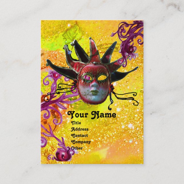 Tarjeta De Visita Fiesta DE MÁSCARA DE JESTER ROJO NEGRO (Anverso)