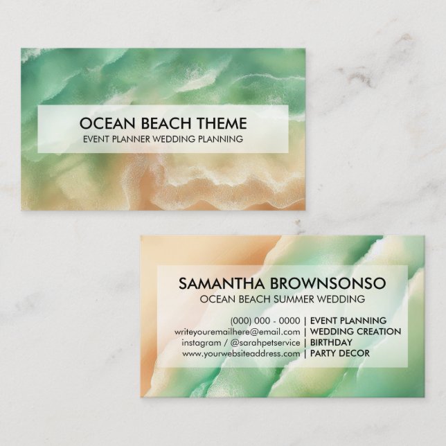 Tarjeta De Visita Fiesta de Planificación de Eventos de Ocean Beach (Anverso / Reverso)
