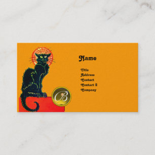 TARJETA DE VISITA FIESTA DEL GATO NEGRO MONOGRAMA