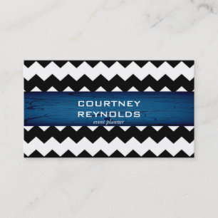 Tarjeta De Visita Fiesta del patrón azul del patrón de cheurón negro