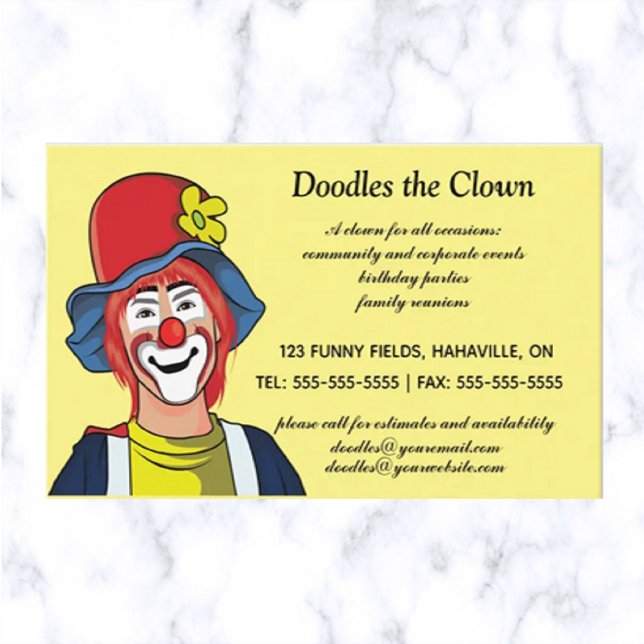 Tarjeta De Visita Fiesta editable Clown Business (Subido por el creador)