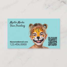 Tarjeta De Visita Fiesta Entretenedor Face Painter Blue QR