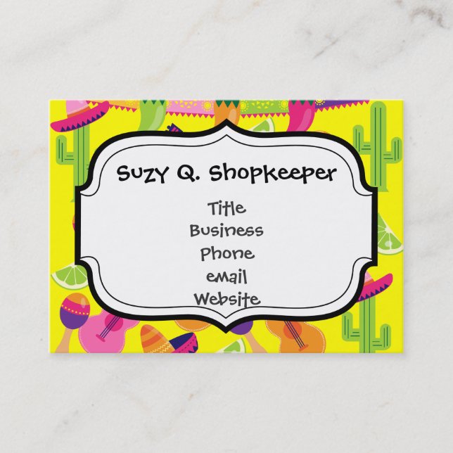 Tarjeta De Visita Fiesta Fiesta Sombrero Limes Guitarra Maraca Sagua (Anverso)