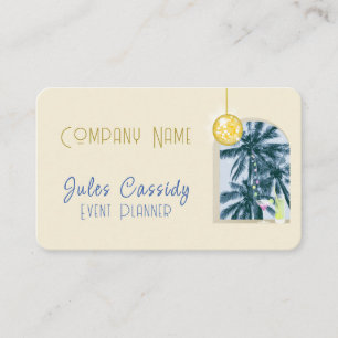 Tarjeta De Visita Fiesta Light Cocktail Disco Ball Palm Event Planne