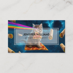 Tarjeta De Visita Fiesta Pizza Cat Láser