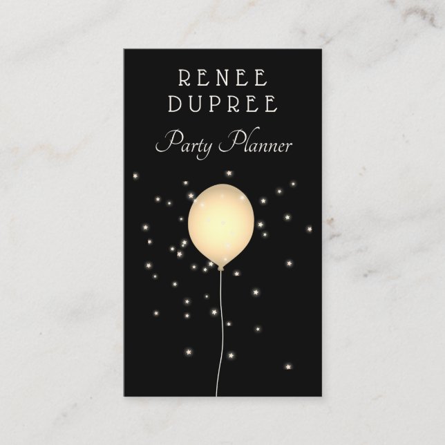 Tarjeta De Visita Fiesta Planner Gold Balloon Card (Anverso)