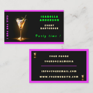 Tarjeta De Visita Fiesta Tiempo Neon Trendy Profesional