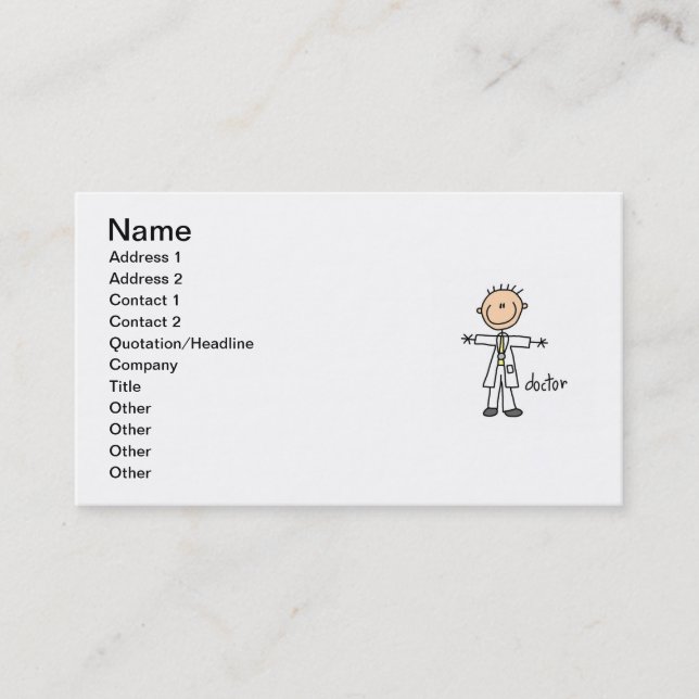 Tarjeta De Visita Figura del palillo del médico (Anverso)