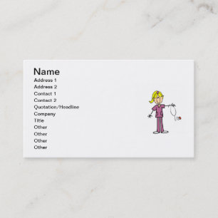 Tarjeta De Visita Figura femenina rubia enfermera del palillo