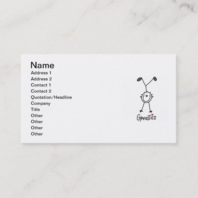 Tarjeta De Visita Figura simple gimnasta del palillo (Anverso)