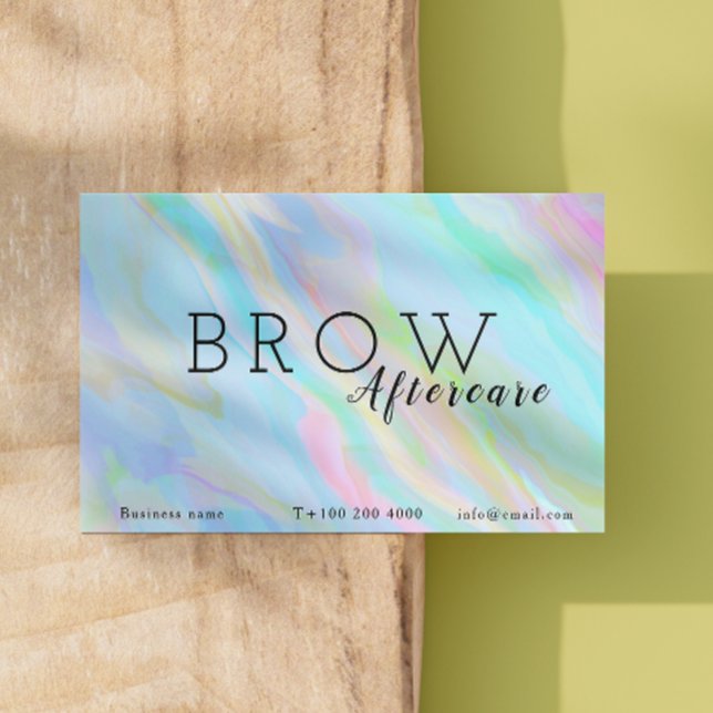 Tarjeta De Visita Fila holográfica arcoiris después de recibir instr (Rainbow Holographic Brow After Care Instructions Business Card)