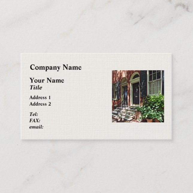 Tarjeta De Visita Filadelfia PA - Calle en Society Hill (Anverso)