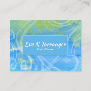 Tarjeta De Visita Filigree en azul y verde