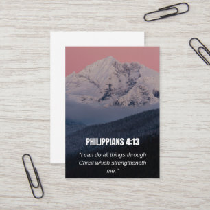 Tarjeta De Visita Filipenses 4:13 KJV Versículo Bíblico Montaña y Bo