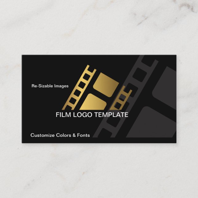 Tarjeta De Visita Film Business Card Design Metallic Gold Film Strip (Anverso)