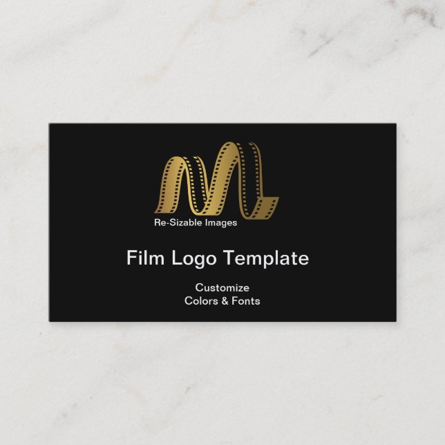 Tarjeta De Visita Film Business Card Design Metallic Gold Film Strip (Anverso)