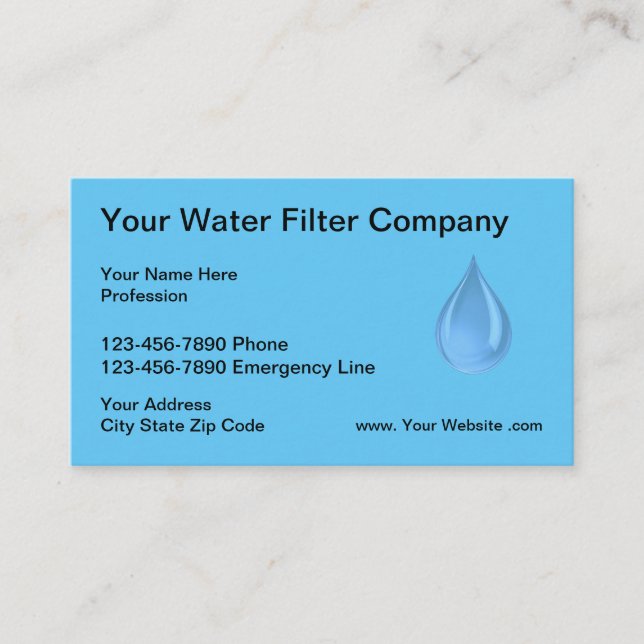 Tarjeta De Visita Filtro de agua profesional (Anverso)